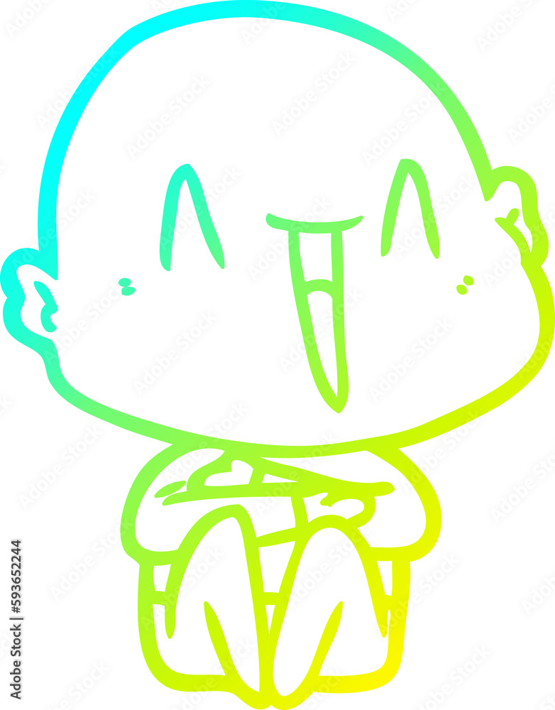cold gradient line drawing happy cartoon bald man cold gradient line drawing happy cartoon bald man