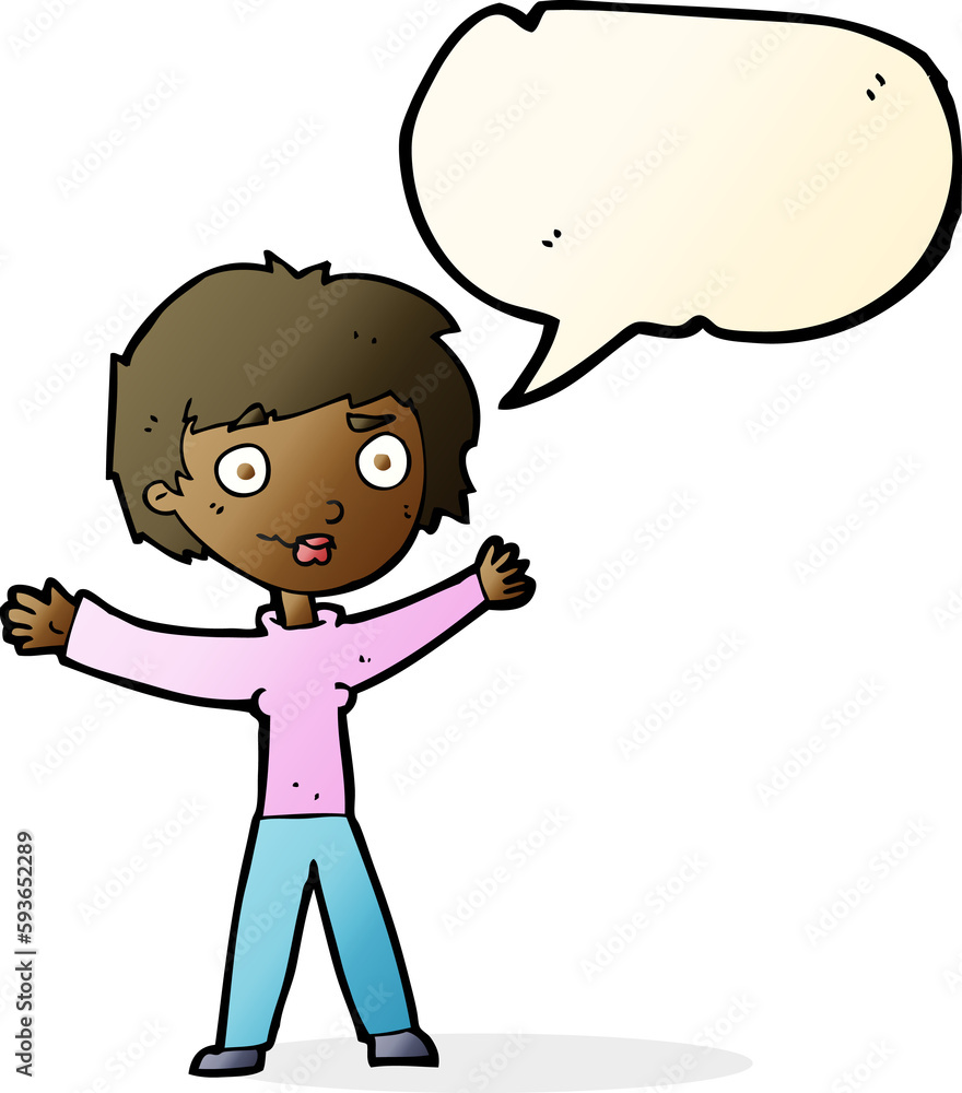 cartoon woman waving arms with speech bubble cartoon woman waving arms with speech bubble