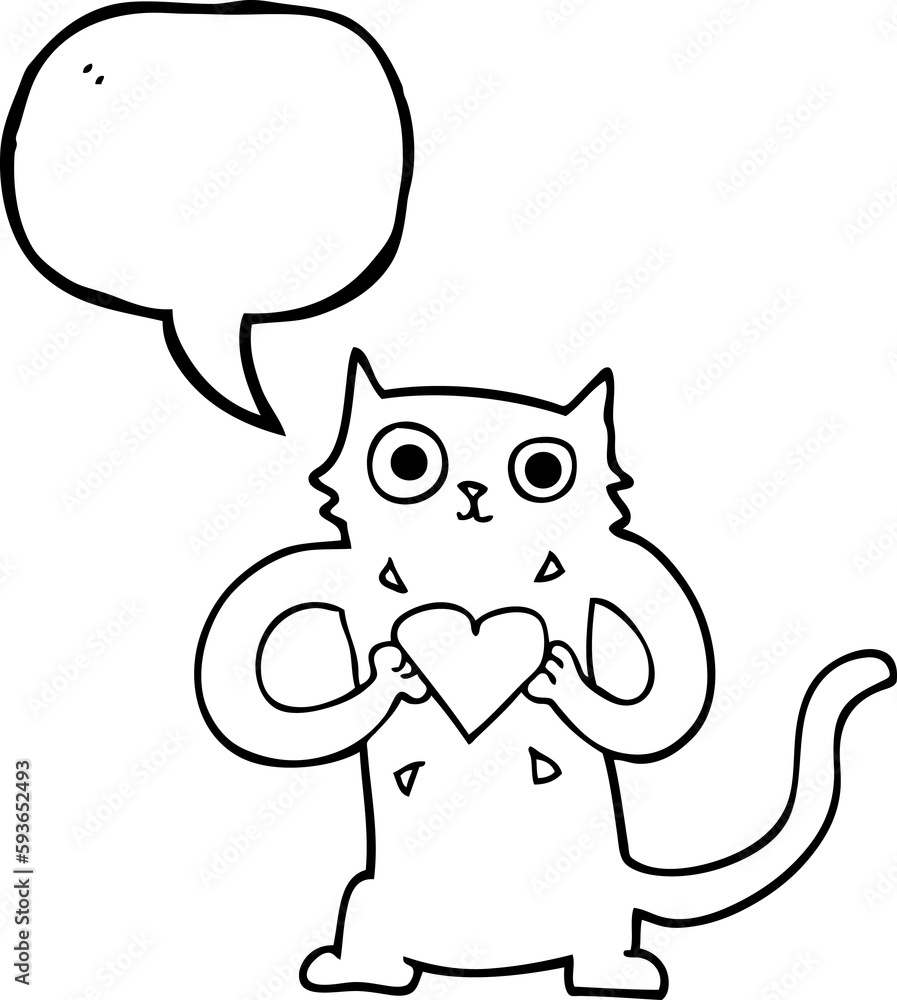 speech bubble cartoon cat with love heart speech bubble cartoon cat with love heart