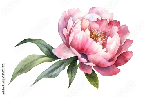 Watercolor pink magenta peony flowers bouquet. Generative ai