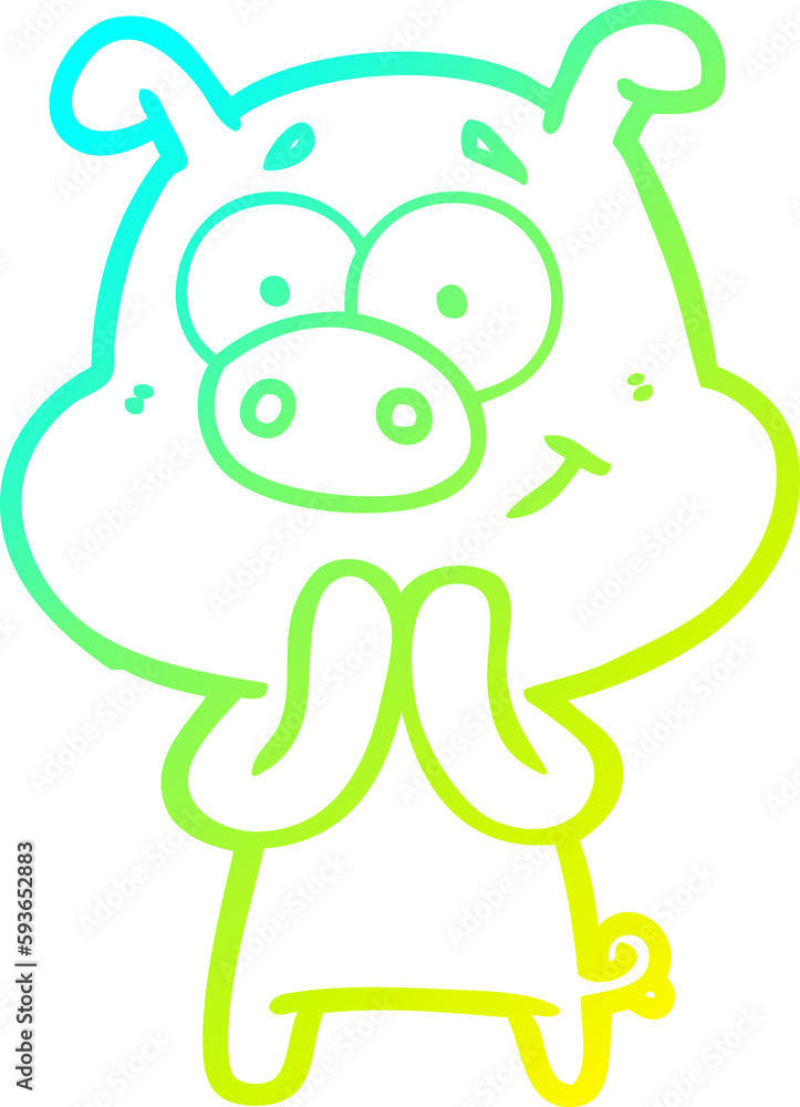 cold gradient line drawing happy cartoon pig cold gradient line drawing happy cartoon pig
