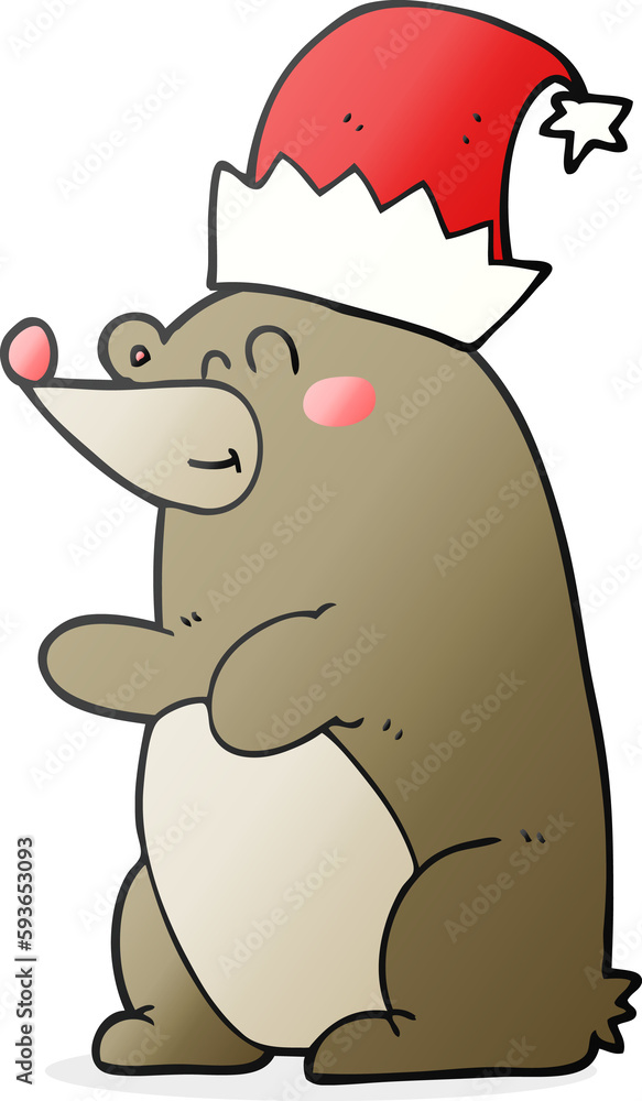 cartoon bear wearing christmas hat cartoon bear wearing christmas hat
