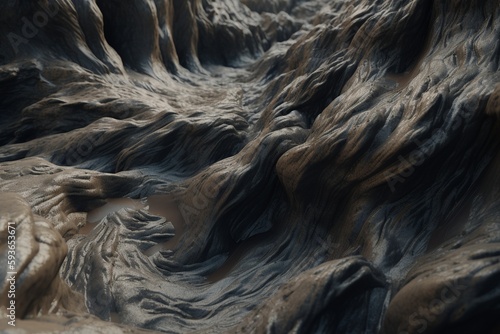 A close-up of a natural formation, such as a glacier or canyon, with unique texture and detail, Generative AI