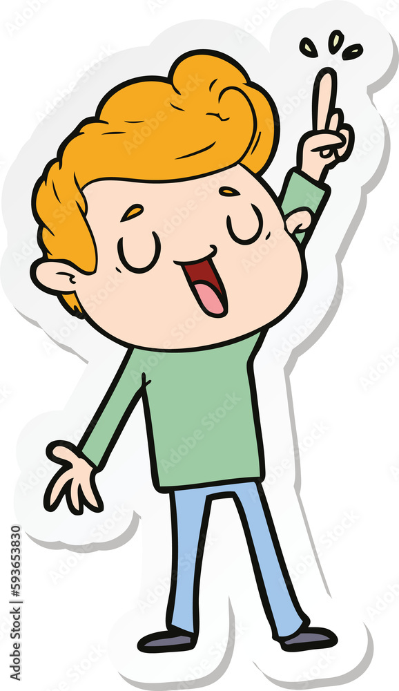 sticker of a happy cartoon man