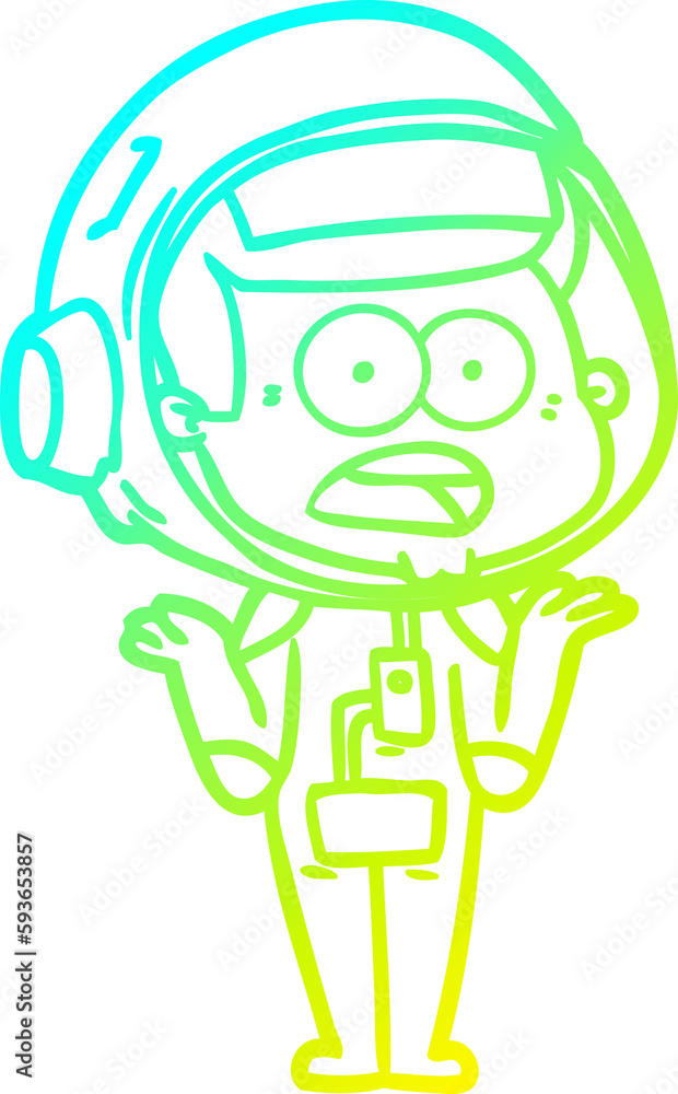 cold gradient line drawing cartoon surprised astronaut cold gradient line drawing cartoon surprised astronaut