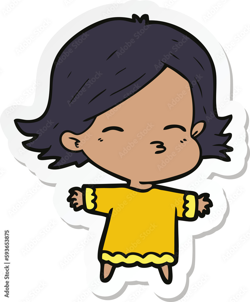 sticker of a cartoon woman sticker of a cartoon woman