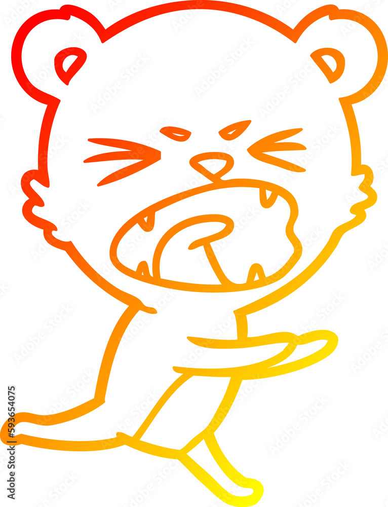 warm gradient line drawing angry cartoon bear shouting warm gradient line drawing angry cartoon bear shouting