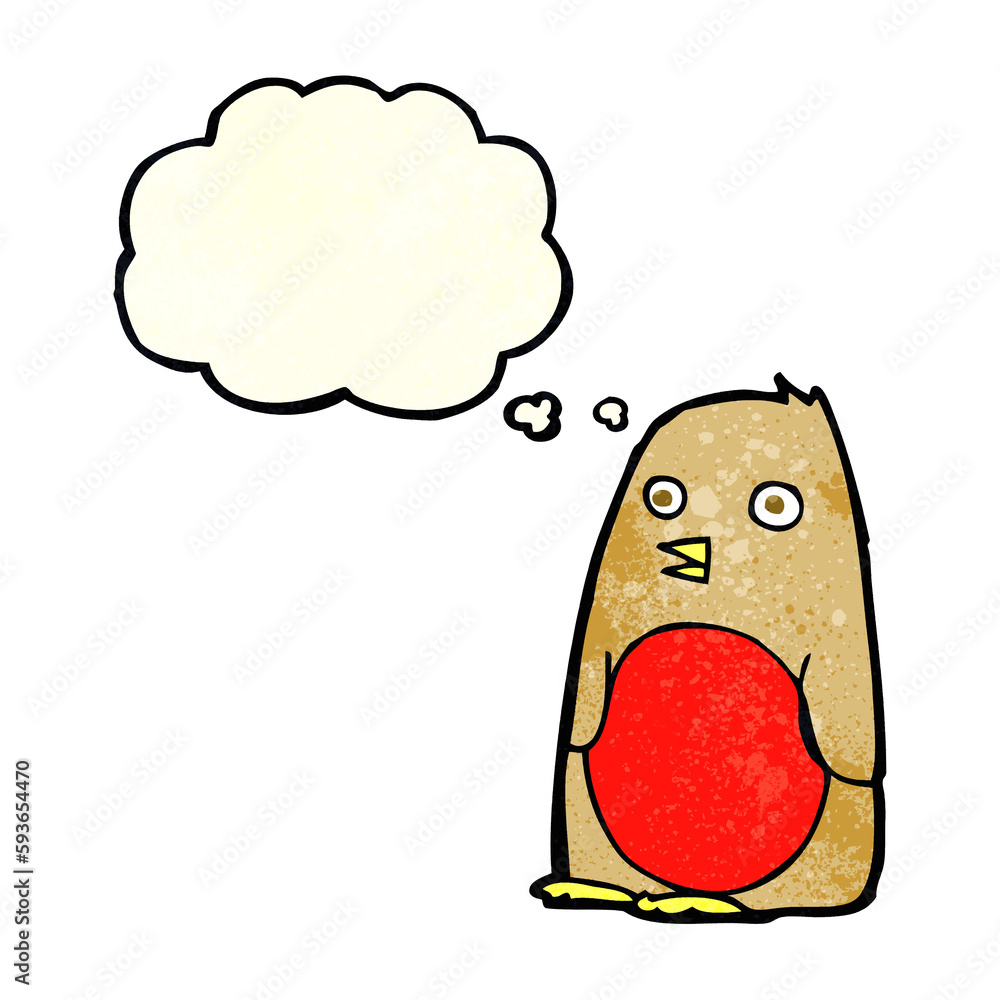 cartoon robin with thought bubble cartoon robin with thought bubble