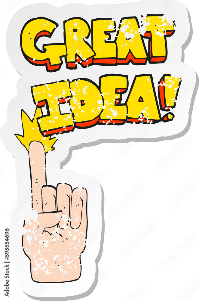 retro distressed sticker of a cartoon great idea symbol retro distressed sticker of a cartoon great idea symbol