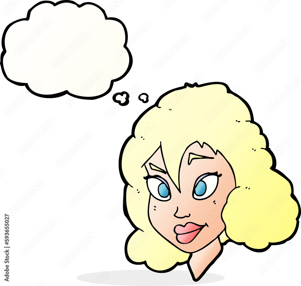 cartoon pretty woman with thought bubble cartoon pretty woman with thought bubble