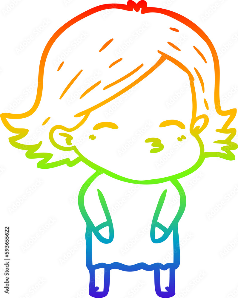 rainbow gradient line drawing cartoon woman rainbow gradient line drawing cartoon woman