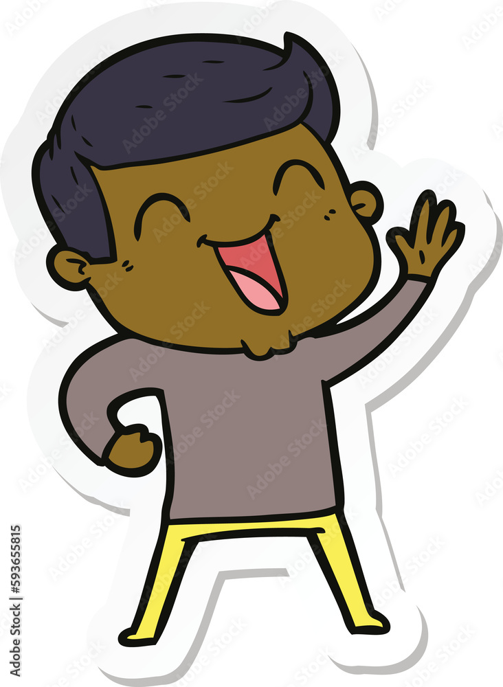 sticker of a cartoon man laughing sticker of a cartoon man laughing