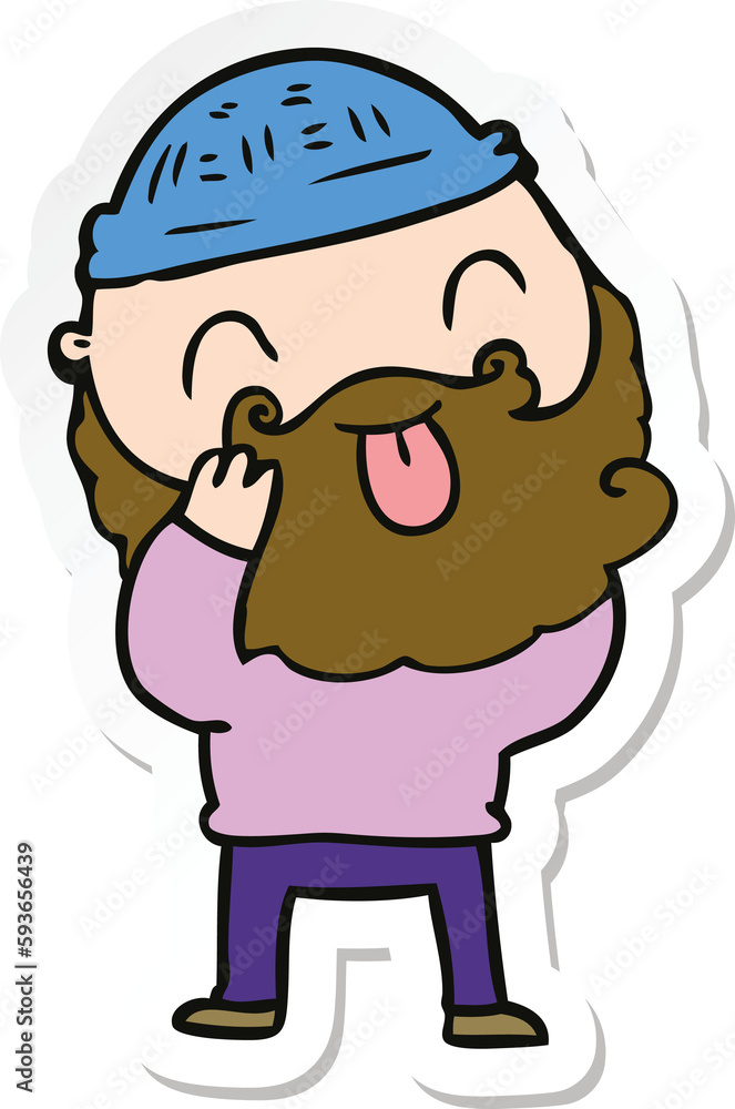 sticker of a man with beard sticking out tongue sticker of a man with beard sticking out tongue