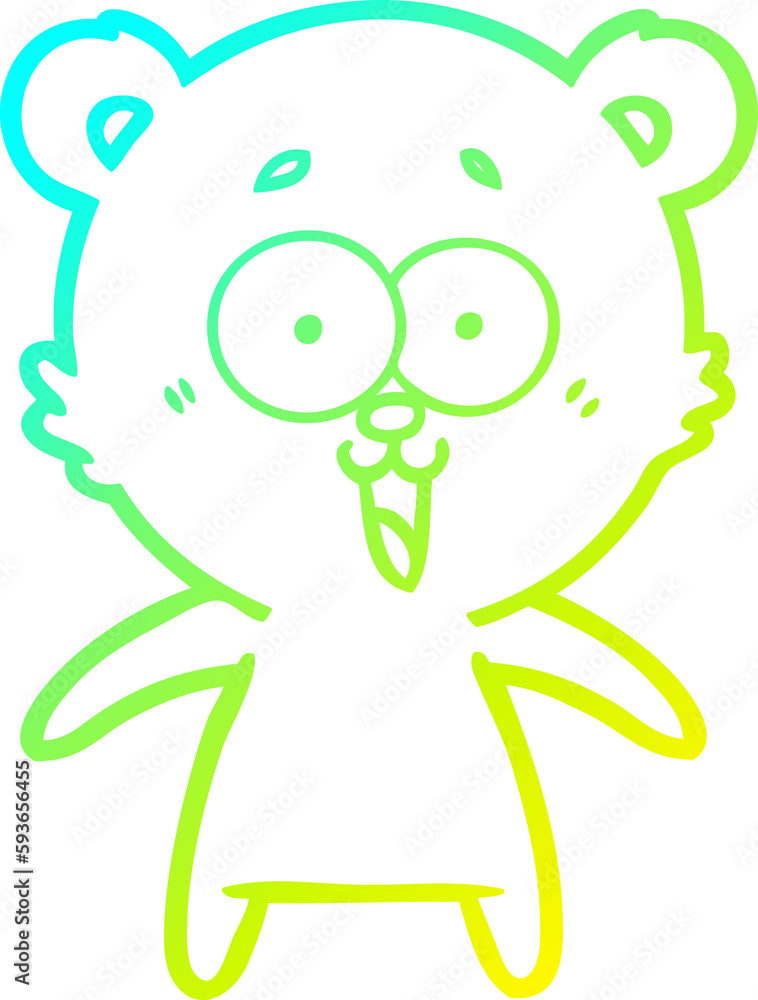 cold gradient line drawing laughing teddy bear cartoon cold gradient line drawing laughing teddy bear cartoon