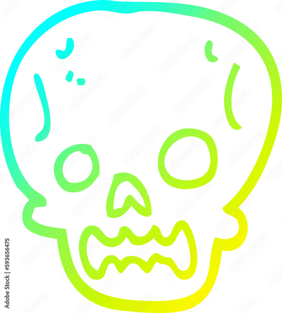 Fototapeta premium cold gradient line drawing cartoon halloween skull