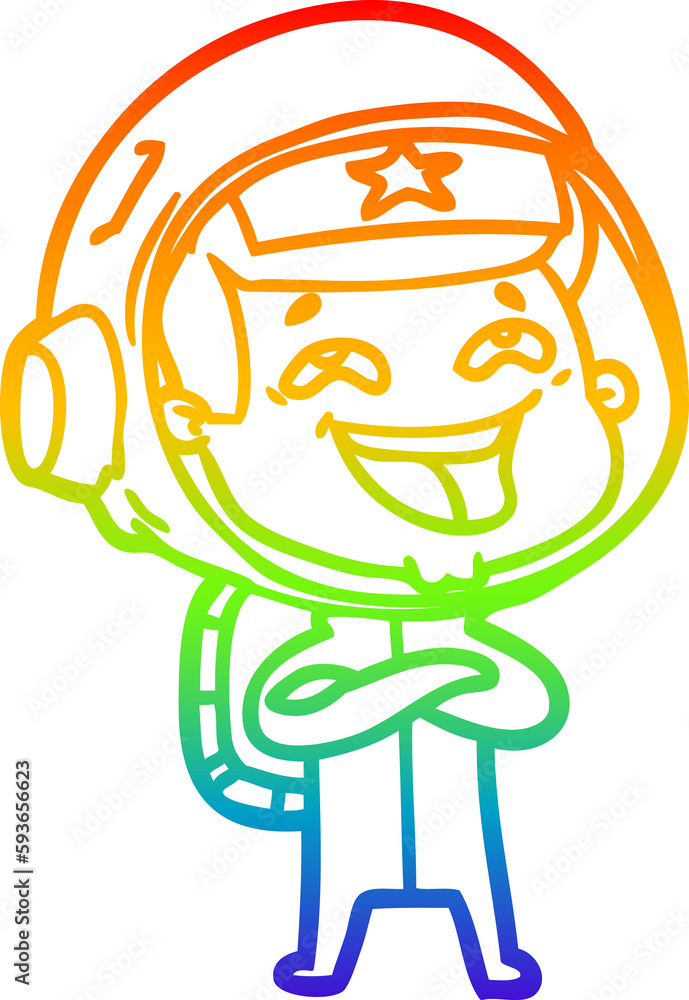 rainbow gradient line drawing cartoon laughing astronaut rainbow gradient line drawing cartoon laughing astronaut
