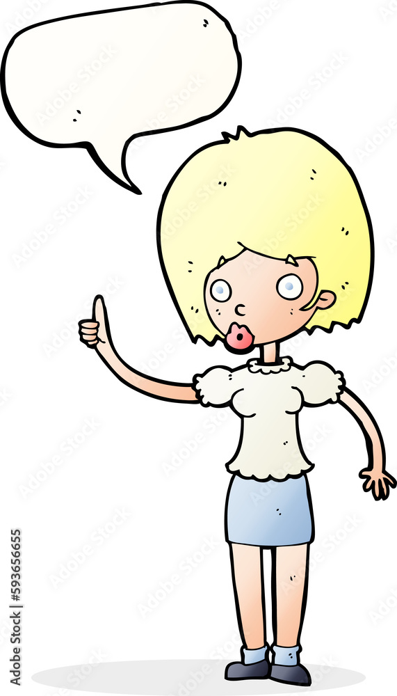 cartoon woman with idea with speech bubble cartoon woman with idea with speech bubble