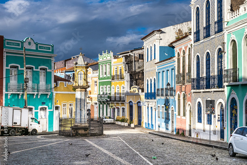 Colorful colonial houses at the historic district of Pelourinho in Salvador da Bahia, Brazil. © rudiernst