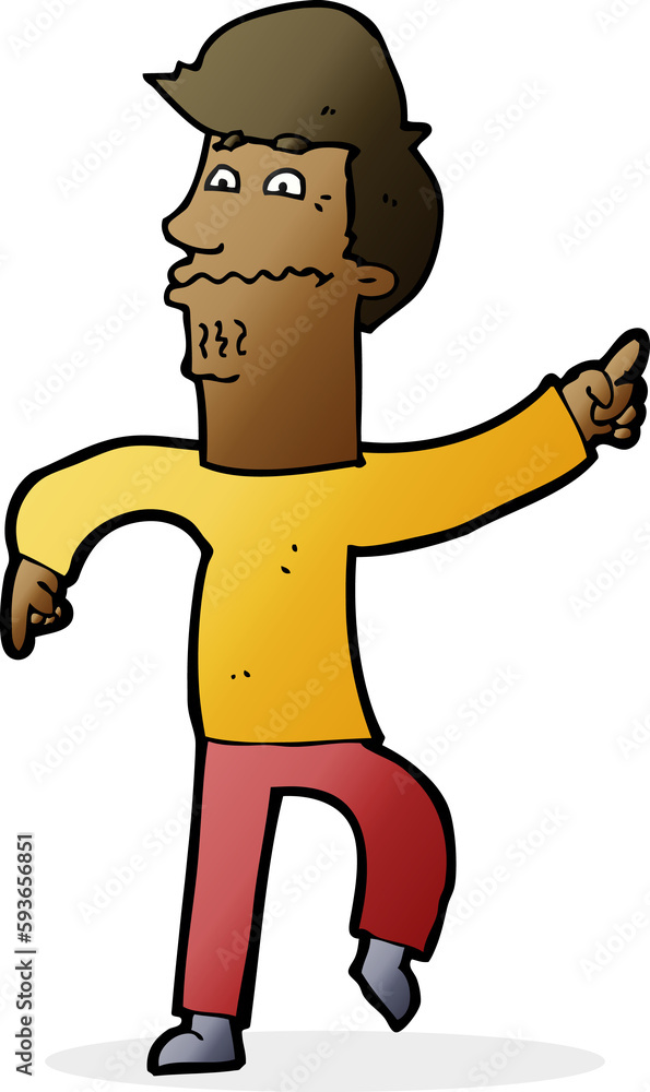 cartoon worried man pointing