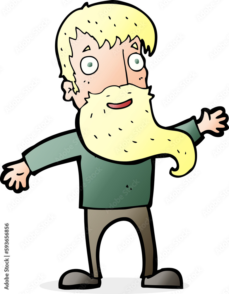 cartoon man with beard waving