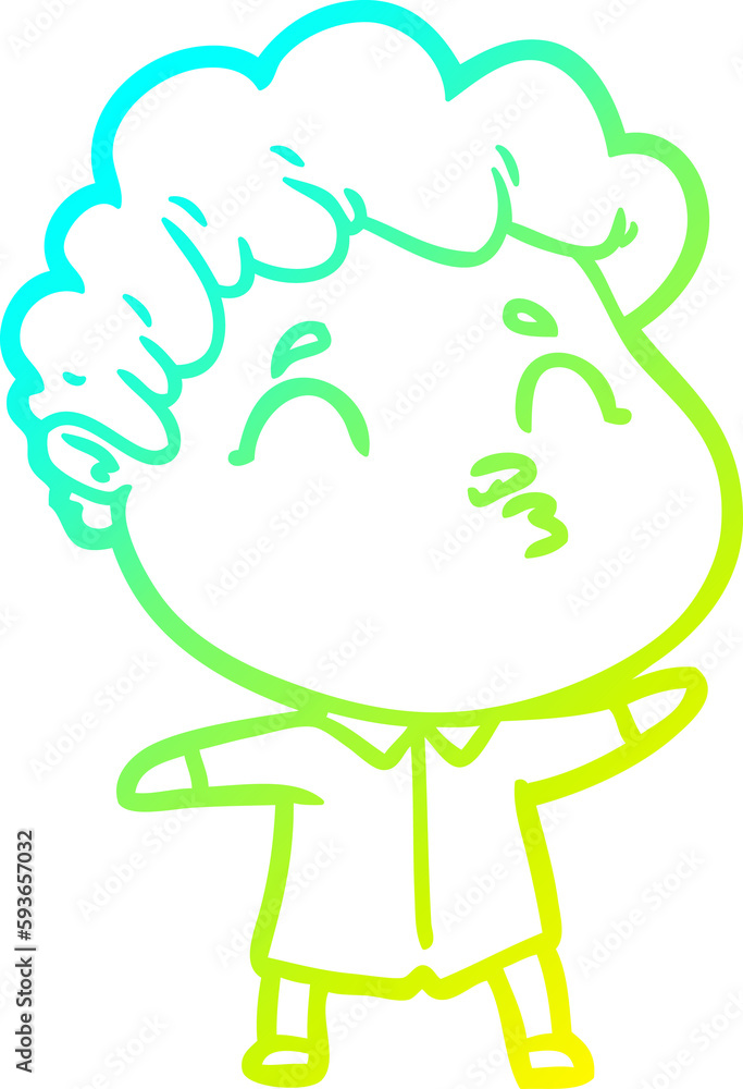 cold gradient line drawing cartoon man pouting cold gradient line drawing cartoon man pouting