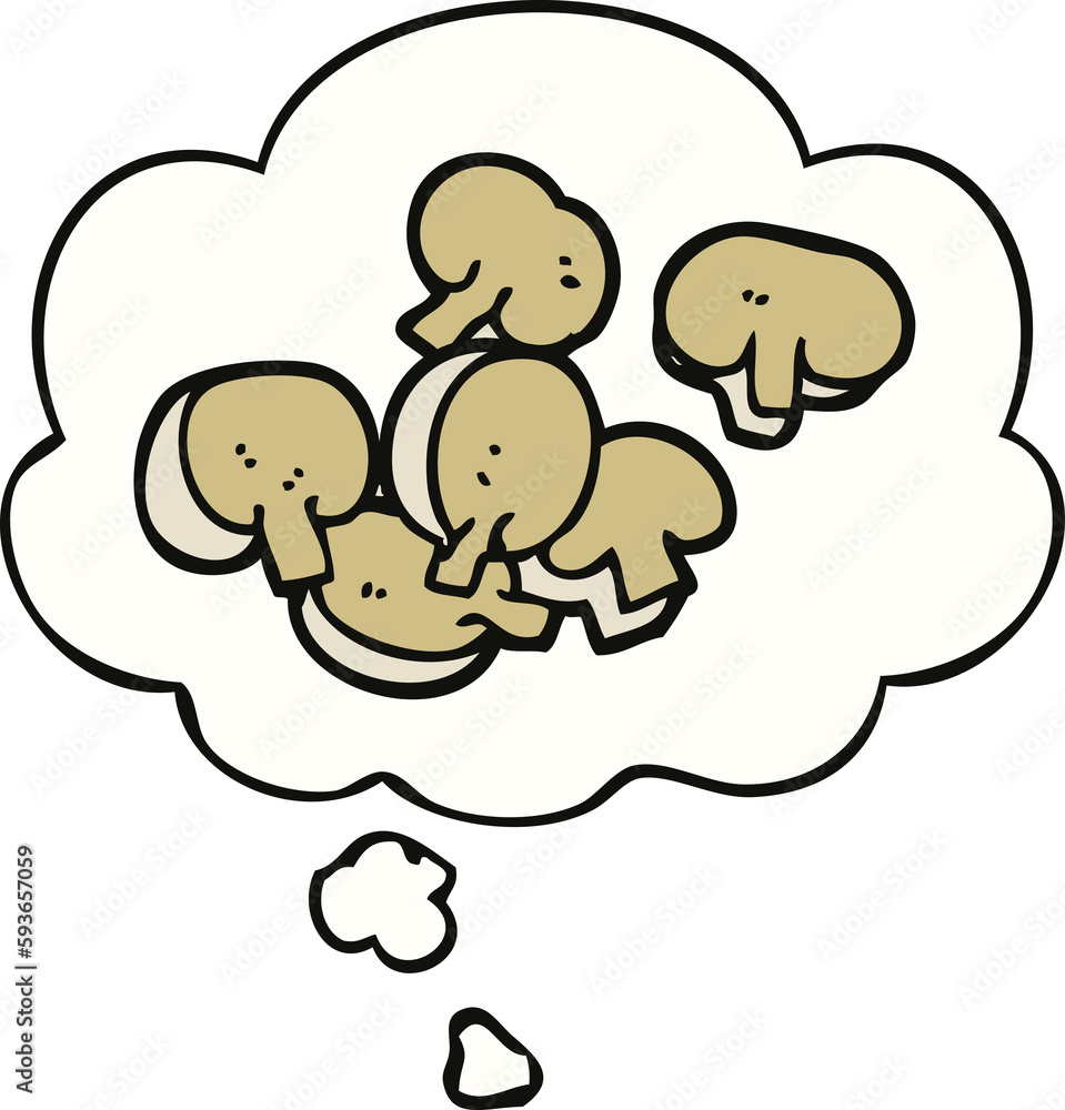 cartoon chopped mushrooms and thought bubble cartoon chopped mushrooms and thought bubble