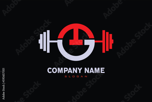 initial TG fitness gym logo design template - vector