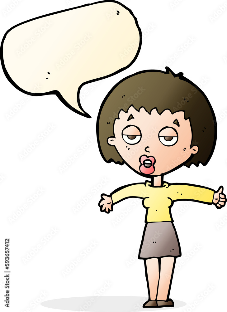 cartoon bored woman with speech bubble cartoon bored woman with speech bubble