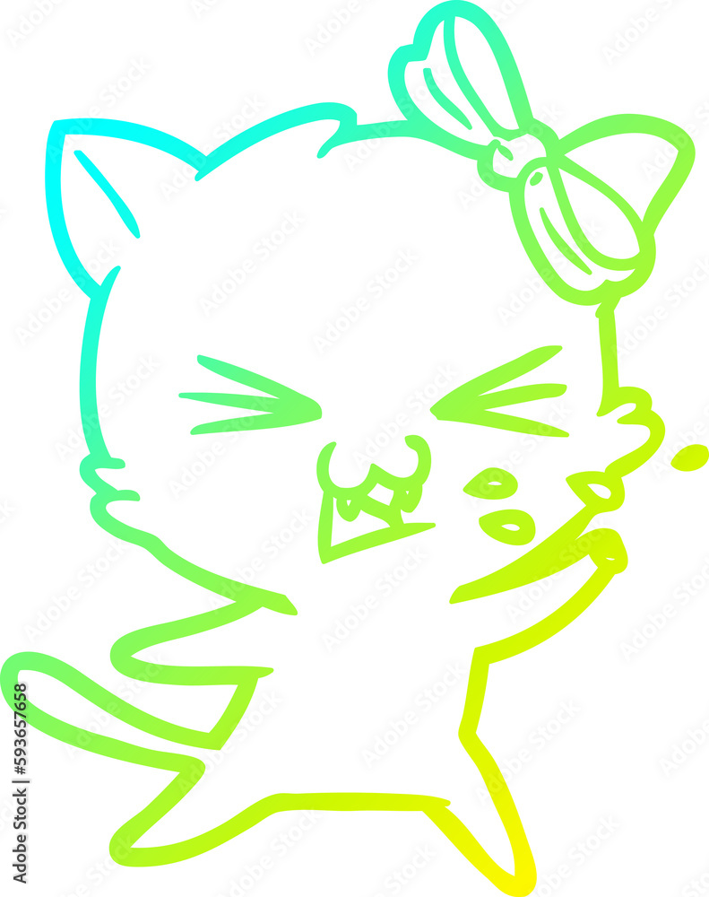 cold gradient line drawing cartoon cat cold gradient line drawing cartoon cat