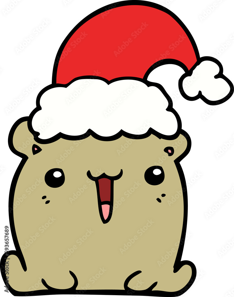 cute cartoon bear with christmas hat cute cartoon bear with christmas hat