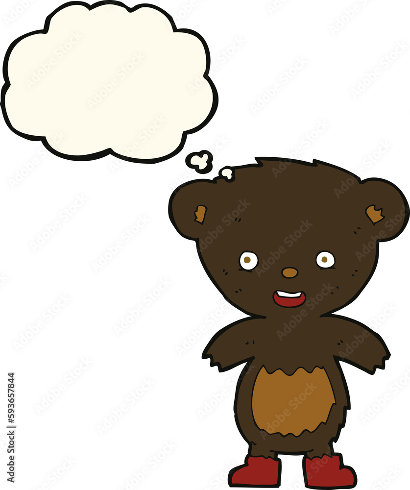 cartoon black bear cub with thought bubble cartoon black bear cub with thought bubble