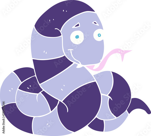 flat color illustration of a cartoon snake