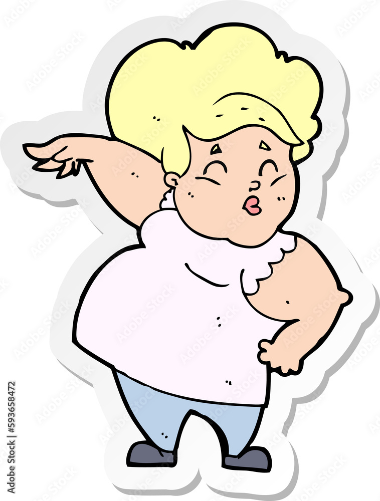 sticker of a cartoon happy overweight lady sticker of a cartoon happy overweight lady