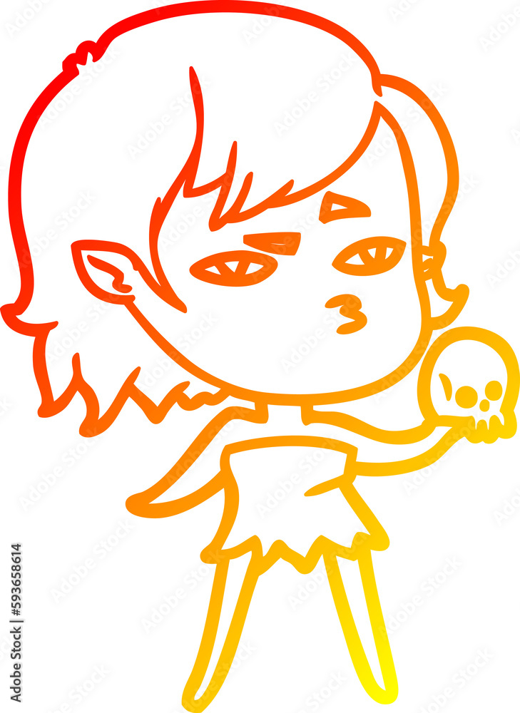 warm gradient line drawing cartoon vampire girl warm gradient line drawing cartoon vampire girl