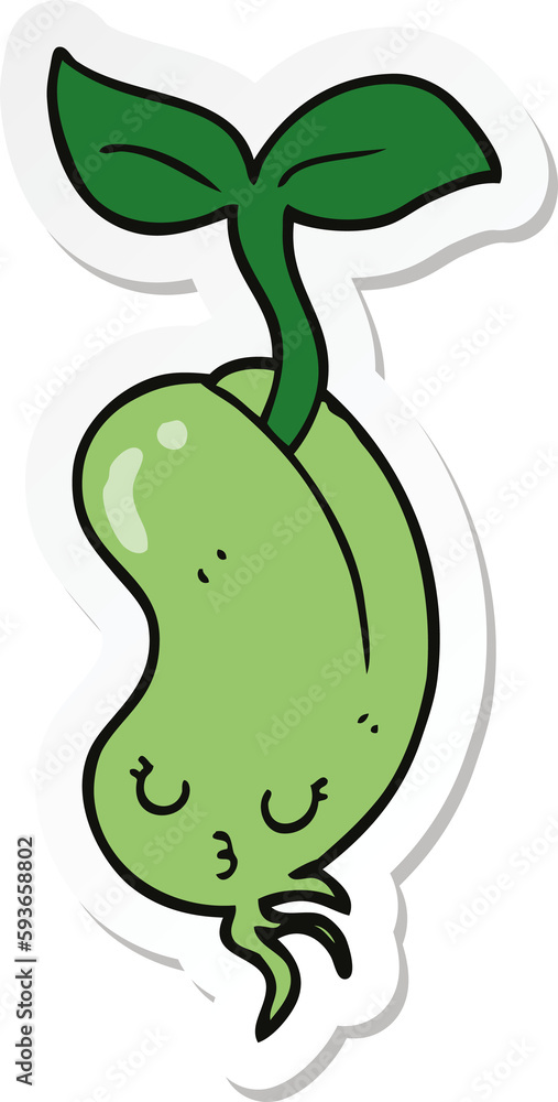 Naklejka premium sticker of a cartoon sprouting bean