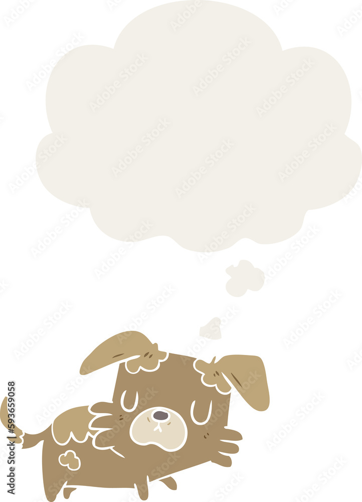 cartoon dog and thought bubble in retro style cartoon dog and thought bubble in retro style