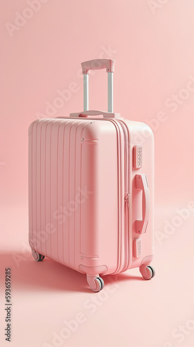 generative ai illustration of a pink suitcase on pink background