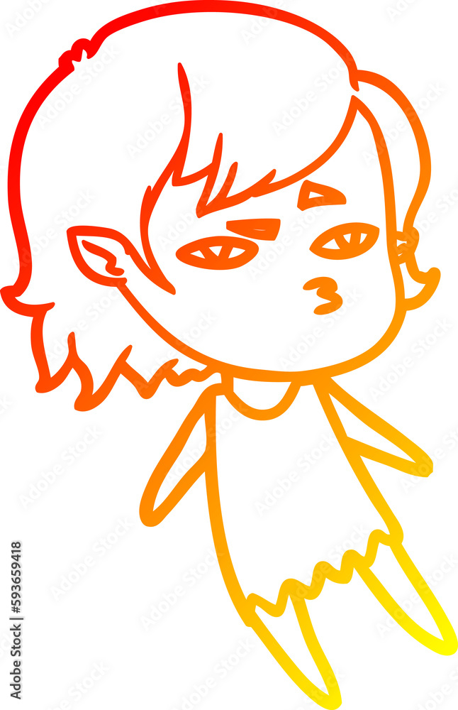 warm gradient line drawing cartoon vampire girl warm gradient line drawing cartoon vampire girl