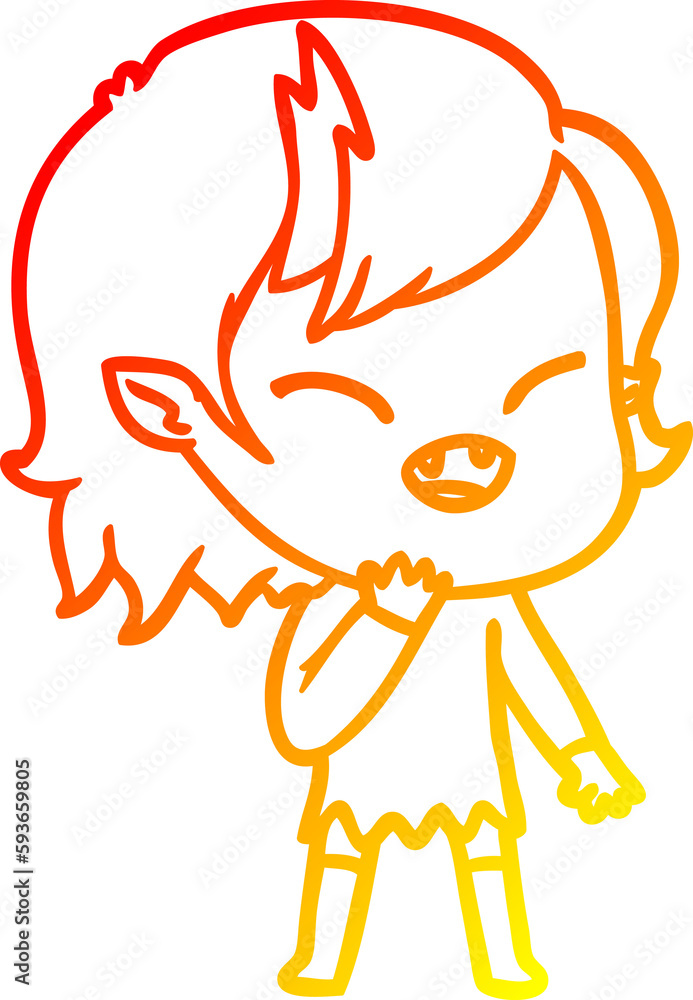 warm gradient line drawing cartoon laughing vampire girl warm gradient line drawing cartoon laughing vampire girl