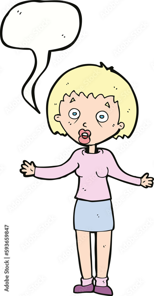 cartoon woman making excuses with speech bubble cartoon woman making excuses with speech bubble