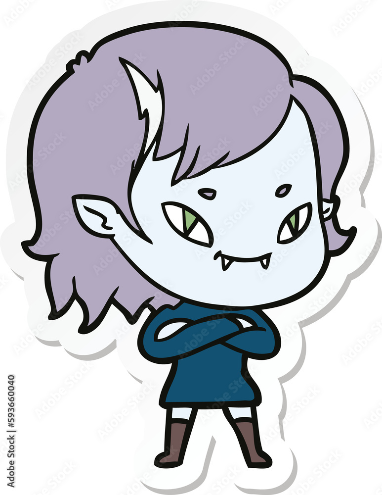 sticker of a cartoon friendly vampire girl sticker of a cartoon friendly vampire girl