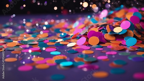 Close-up of colorful confetti as a template for a birthday or carnival celebration