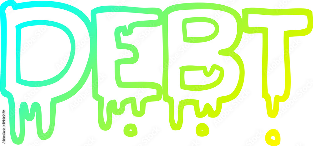cold gradient line drawing cartoon debt sign cold gradient line drawing cartoon debt sign