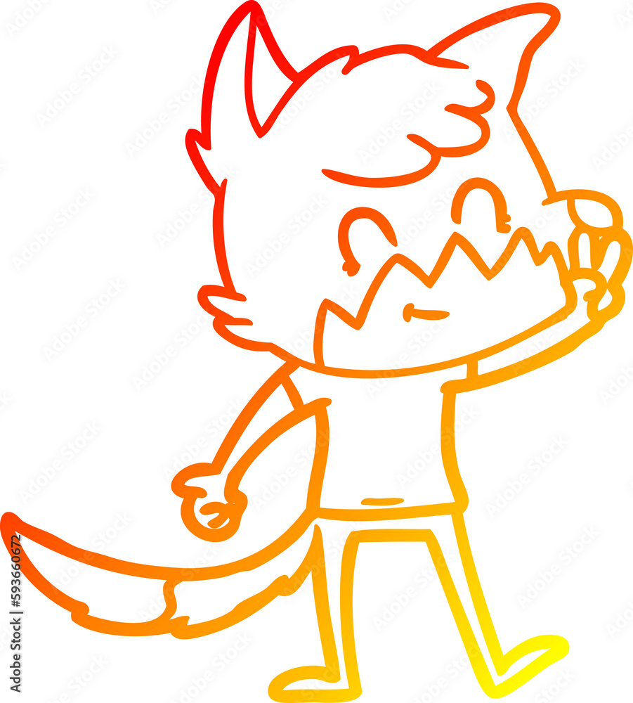 warm gradient line drawing cartoon friendly fox warm gradient line drawing cartoon friendly fox