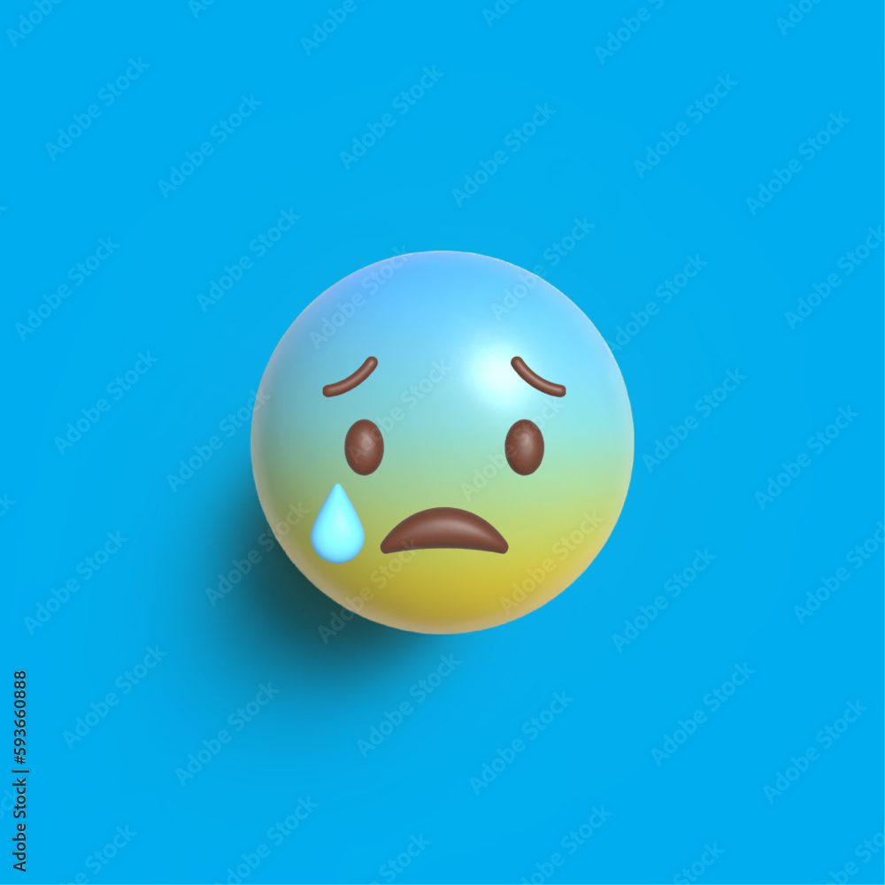 Anxious Face with Sweat, Vector 3D Design Art Anxious Face with Sweat, Vector 3D Design Art