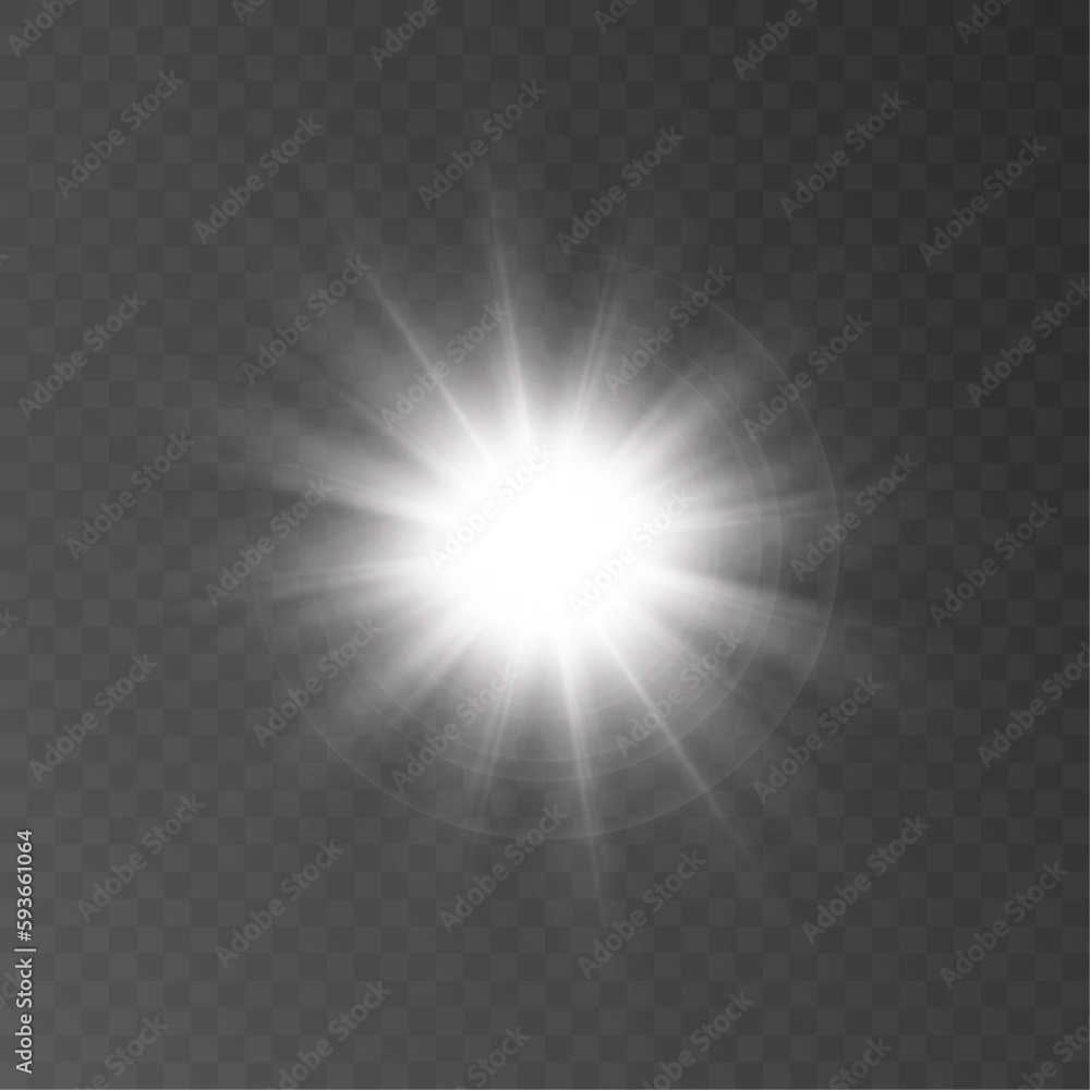 The vector sun shines with a cold translucent light. Gradient