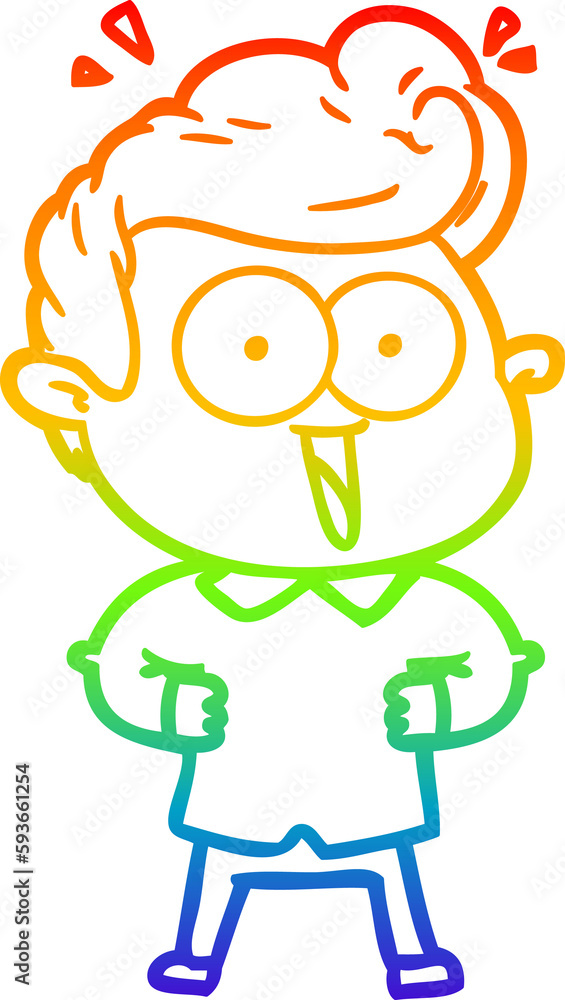 rainbow gradient line drawing cartoon excited man rainbow gradient line drawing cartoon excited man