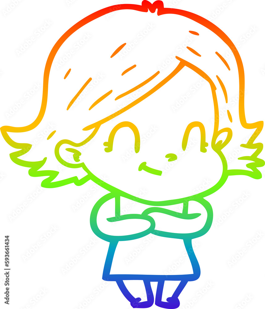 rainbow gradient line drawing cartoon friendly girl rainbow gradient line drawing cartoon friendly girl
