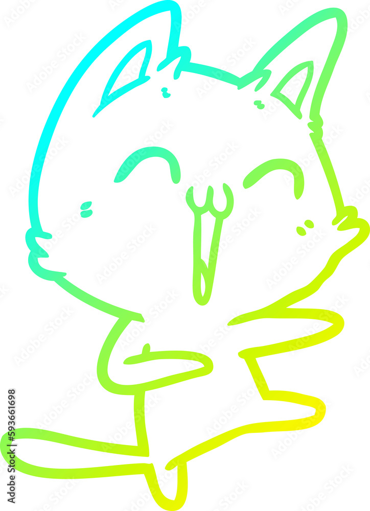 cold gradient line drawing happy cartoon cat meowing cold gradient line drawing happy cartoon cat meowing
