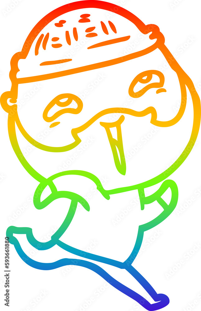 Obraz premium rainbow gradient line drawing cartoon happy bearded man